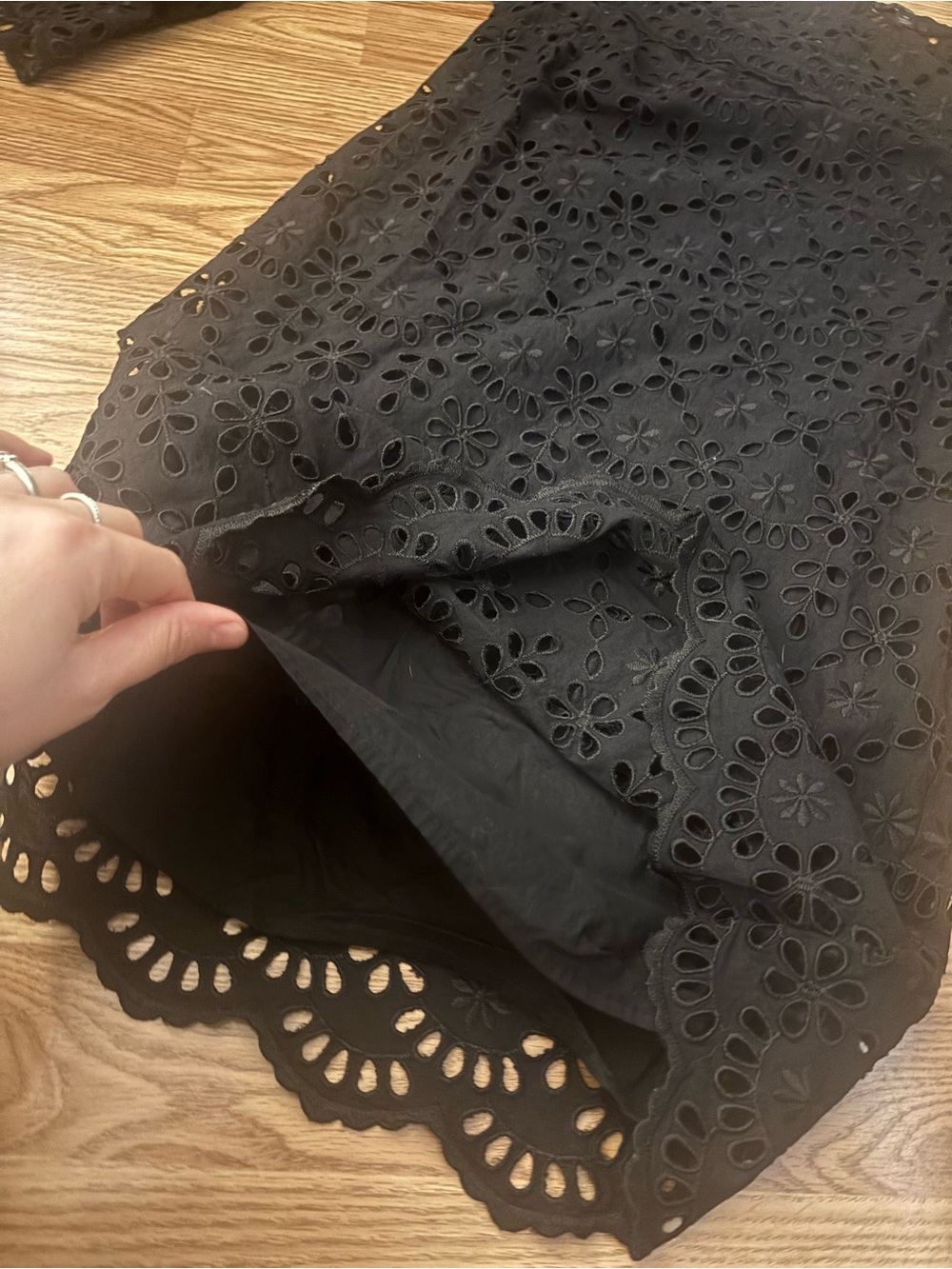 J. Crew Black Eyelet Mini Dress with Floral Cutouts - Picture 11 of 12
